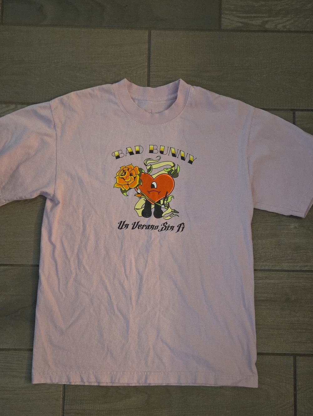 Bad Bunny Original Tour Shirt in Light Pink